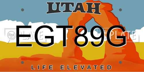 EGT89G Utah License Plate