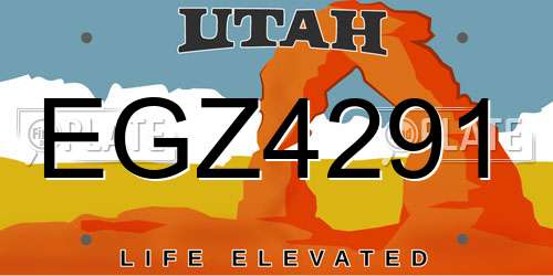 EGZ4291 Utah License Plate