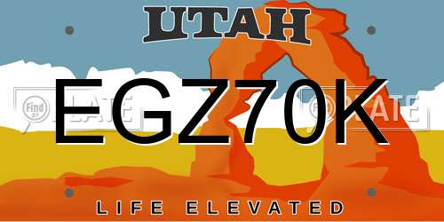 EGZ70K Utah License Plate