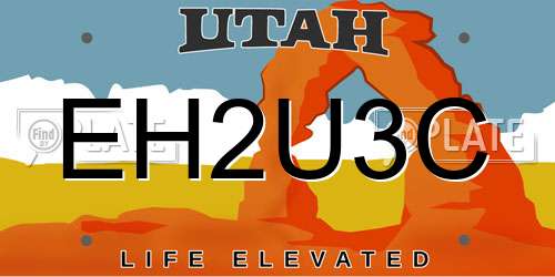 EH2U3C Utah License Plate
