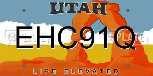 EHC91Q Utah License Plate
