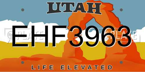 EHF3963 Utah License Plate