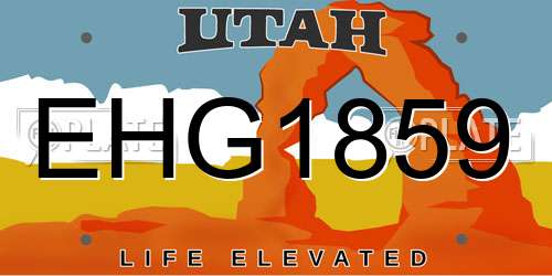 EHG1859 Utah License Plate