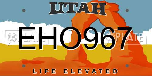 EHO967 Utah License Plate
