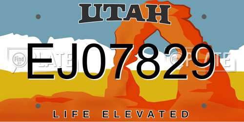 EJ07829 Utah License Plate