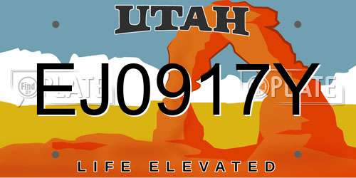 EJ0917Y Utah License Plate