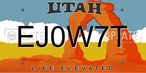 EJ0W7T Utah License Plate