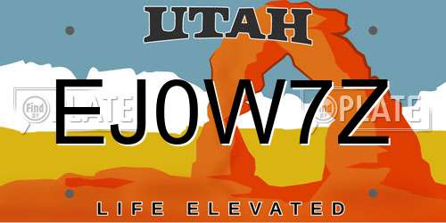 EJ0W7Z Utah License Plate