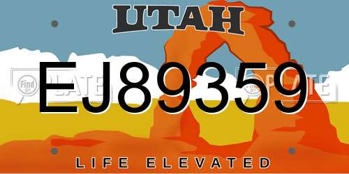 EJ89359 Utah License Plate