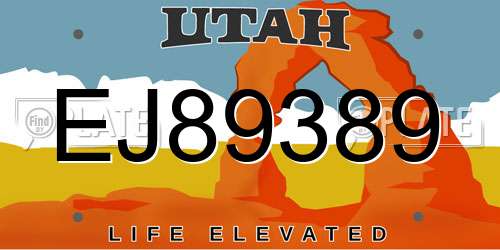 EJ89389 Utah License Plate
