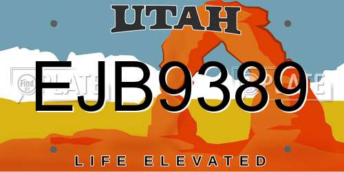 EJB9389 Utah License Plate