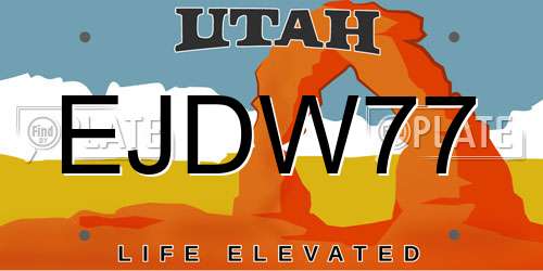 EJDW77 Utah License Plate