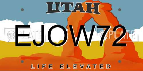 EJOW72 Utah License Plate