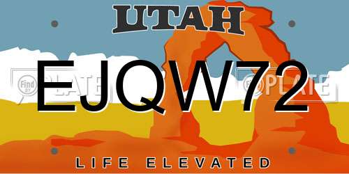 EJQW72 Utah License Plate