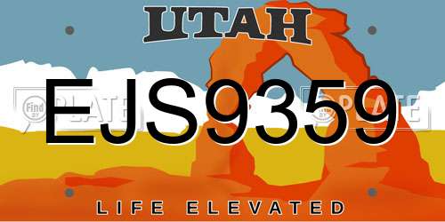 EJS9359 Utah License Plate