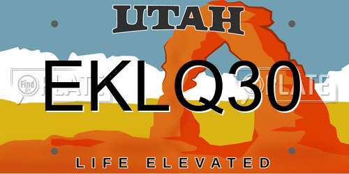 EKLQ30 Utah License Plate