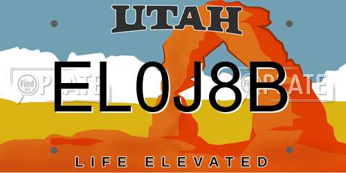 EL0J8B Utah License Plate