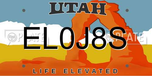 EL0J8S Utah License Plate