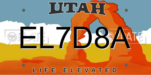 EL7D8A Utah License Plate