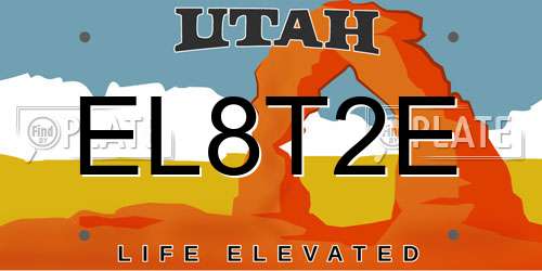 EL8T2E Utah License Plate