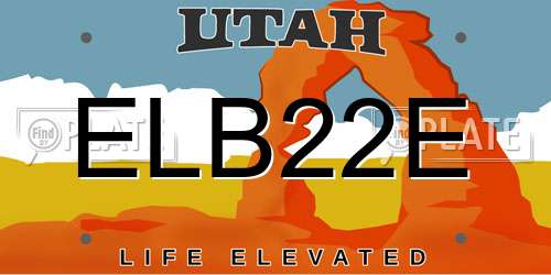 ELB22E Utah License Plate