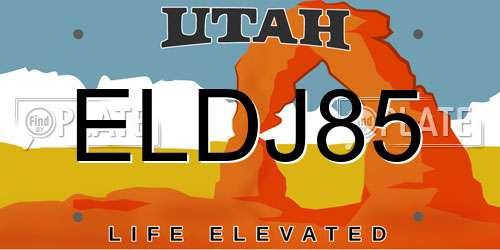 ELDJ85 Utah License Plate