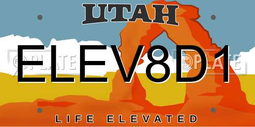 ELEV8D1 Utah License Plate