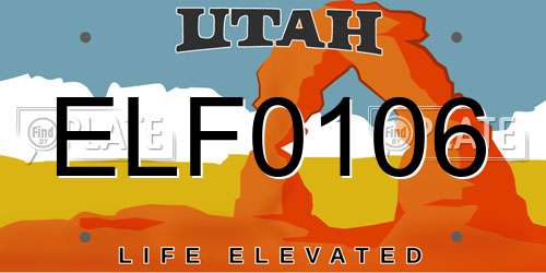 ELF0106 Utah License Plate