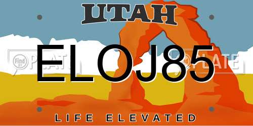 ELOJ85 Utah License Plate