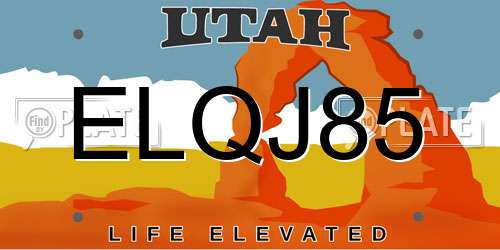 ELQJ85 Utah License Plate