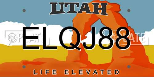 ELQJ88 Utah License Plate