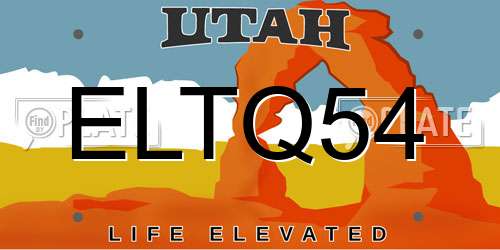 ELTQ54 Utah License Plate