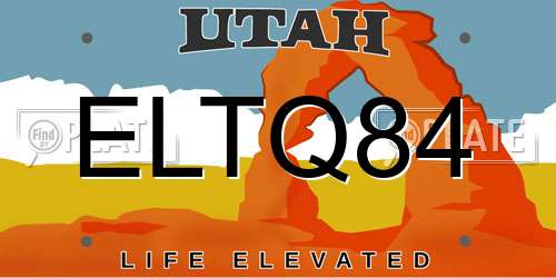 ELTQ84 Utah License Plate