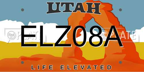ELZ08A Utah License Plate