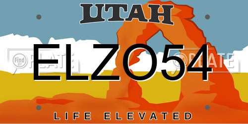 ELZO54 Utah License Plate