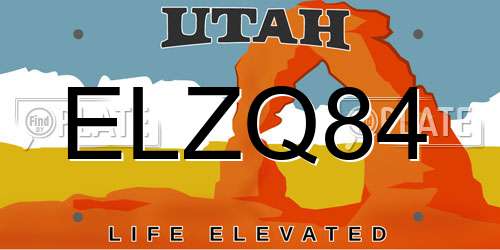 ELZQ84 Utah License Plate