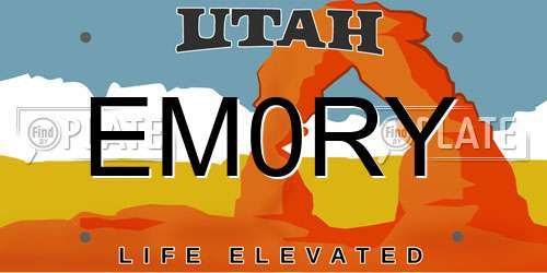 EM0RY Utah License Plate