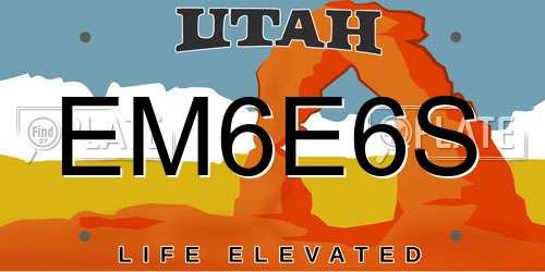 EM6E6S Utah License Plate