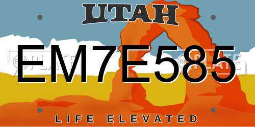 EM7E585 Utah License Plate