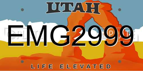 EMG2999 Utah License Plate
