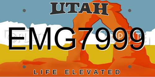 EMG7999 Utah License Plate