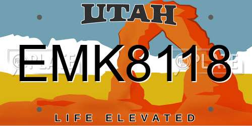 EMK8118 Utah License Plate