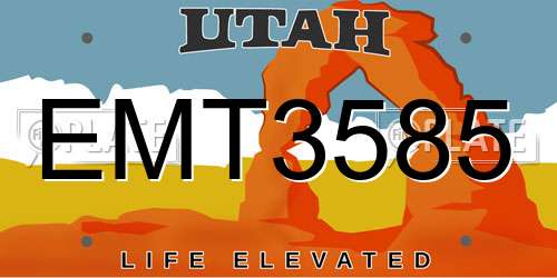 EMT3585 Utah License Plate