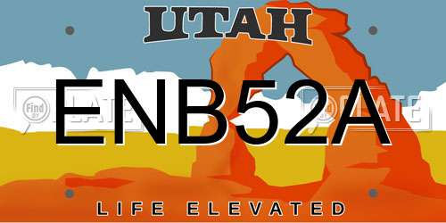 ENB52A Utah License Plate