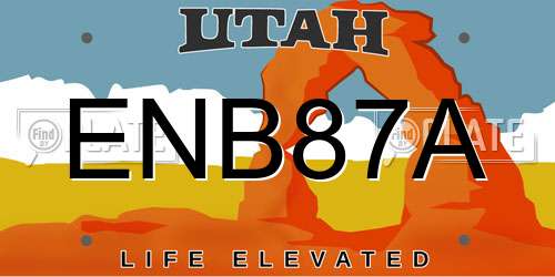 ENB87A Utah License Plate