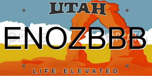 ENOZBBB Utah License Plate