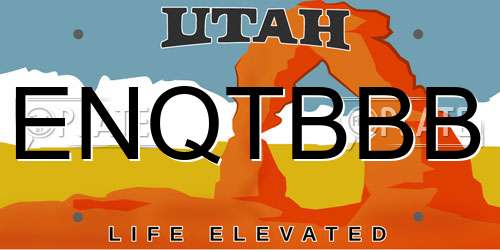 ENQTBBB Utah License Plate