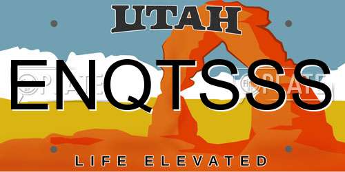 ENQTSSS Utah License Plate