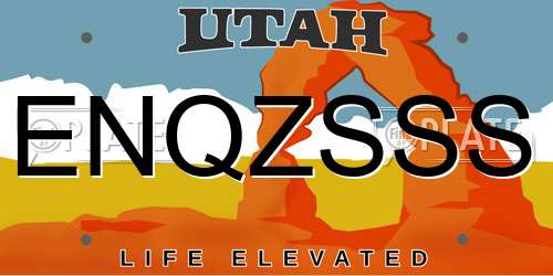 ENQZSSS Utah License Plate