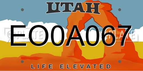 EO0A067 Utah License Plate